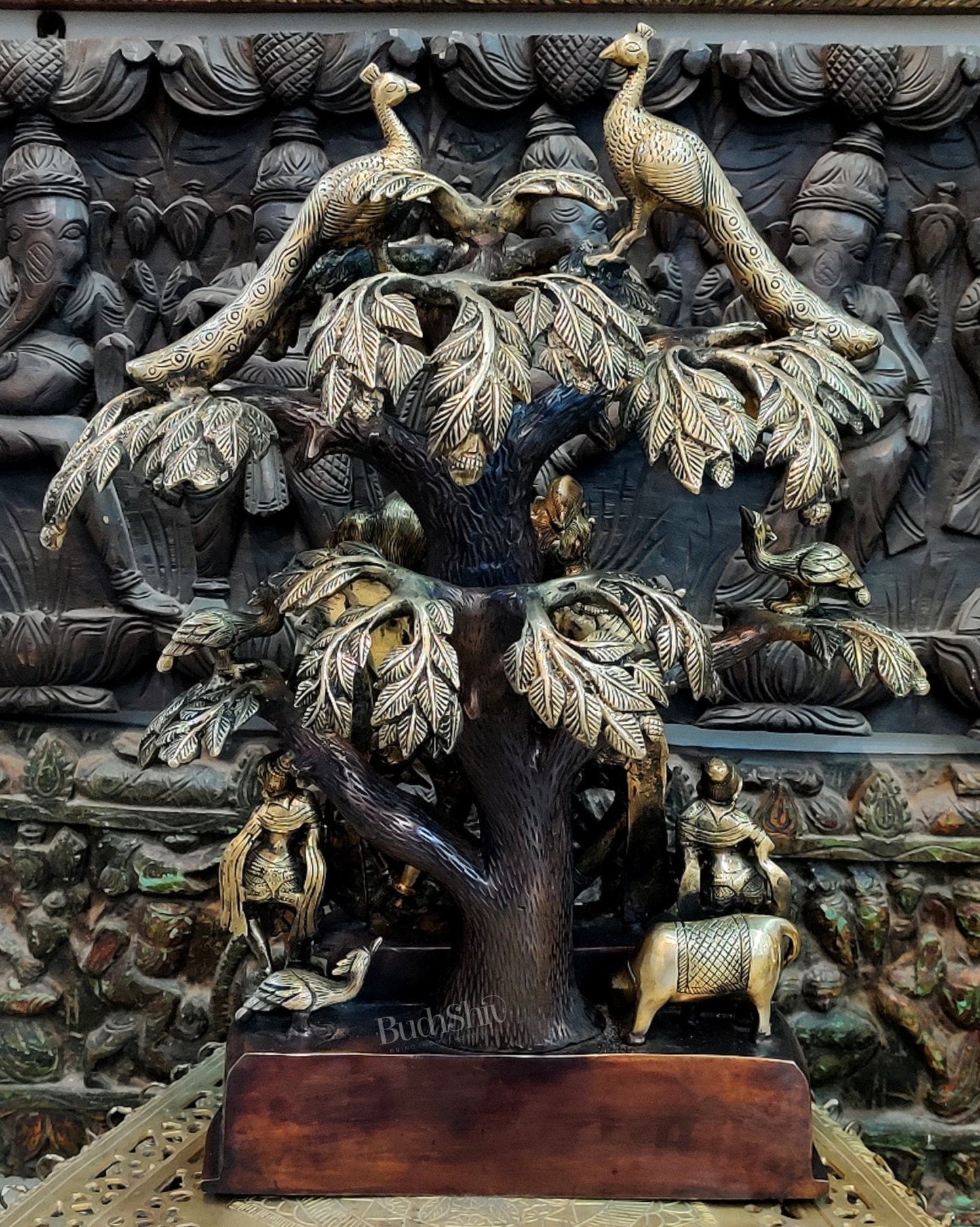 Superfine Brass Radha Krishna Idol under Kalpavriksha 24 inch