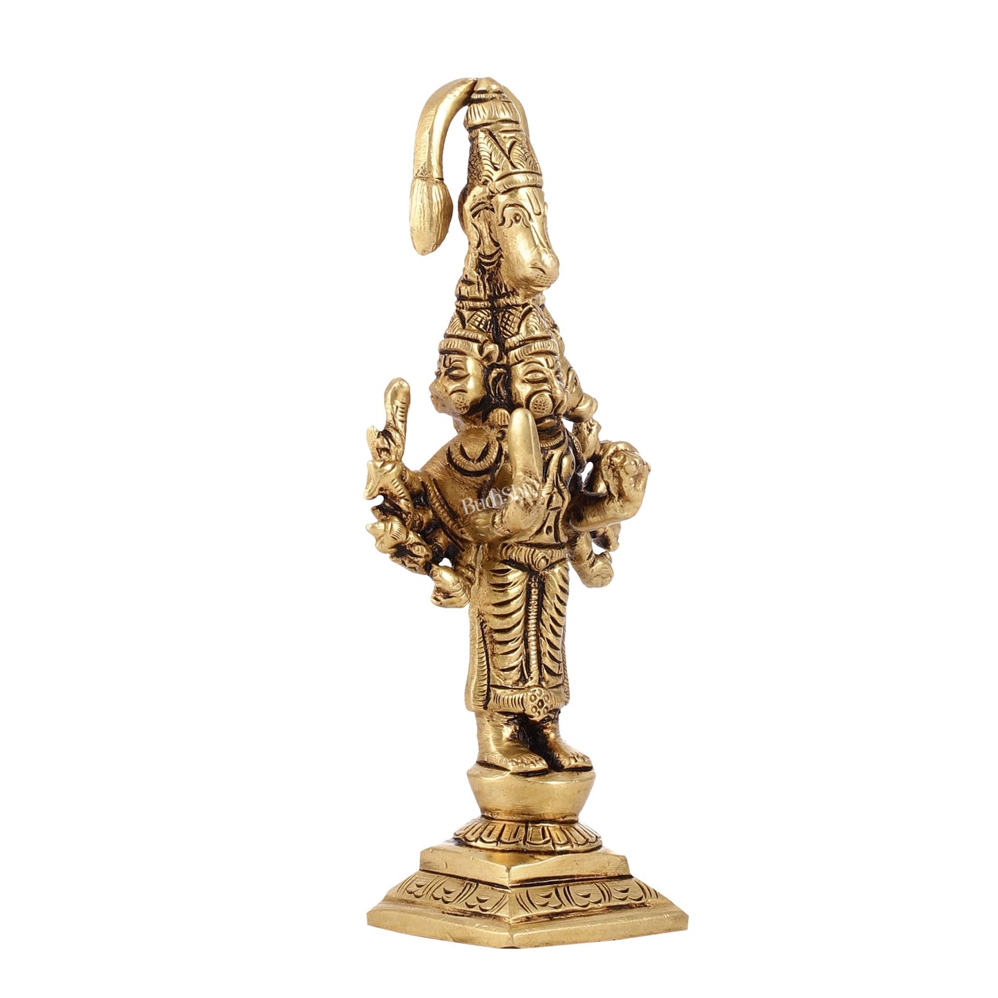 Superfine Brass Small Standing Panchmukhi Hanuman Idol | Height 4.5 inch