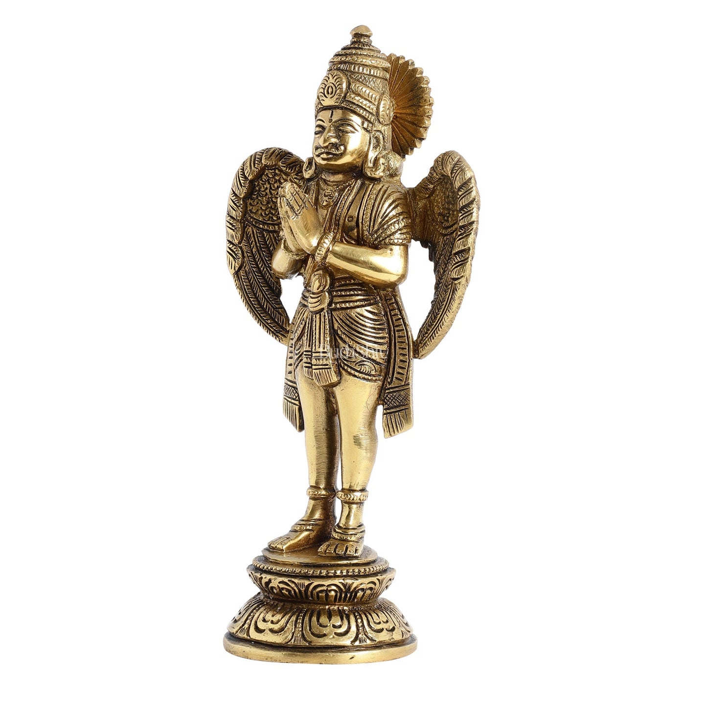 Superfine Brass Standing Garuda Idol in Namaskar Mudra 8 inch