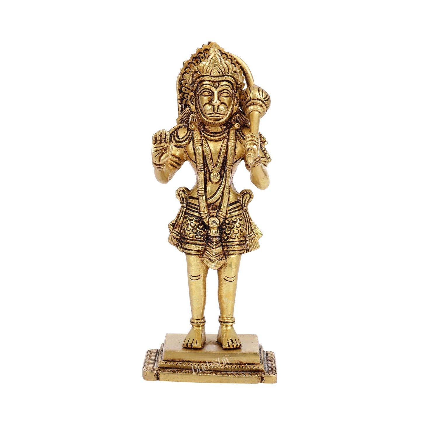 Superfine Brass Standing Hanuman Idol - 8.5 inch