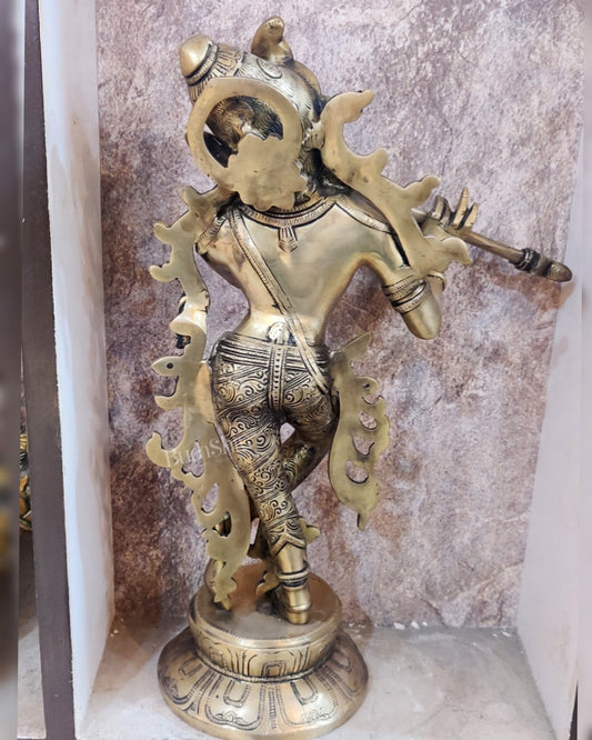 Superfine Brass Unique South Indian Style Krishna Statue | Height 17 inches