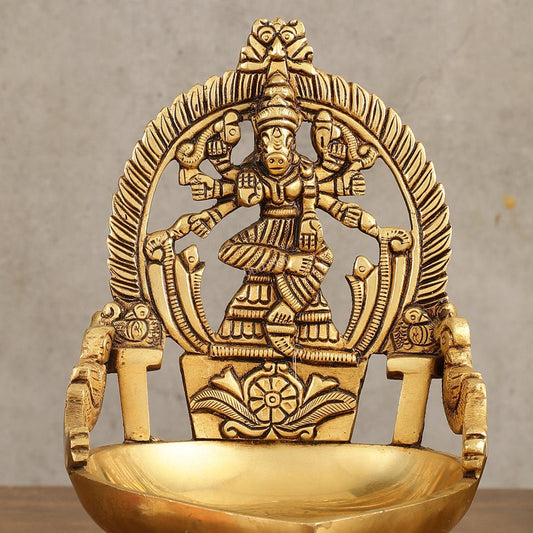 Superfine Brass Varahi Vilakku Oil Lamp Diya 7 inch