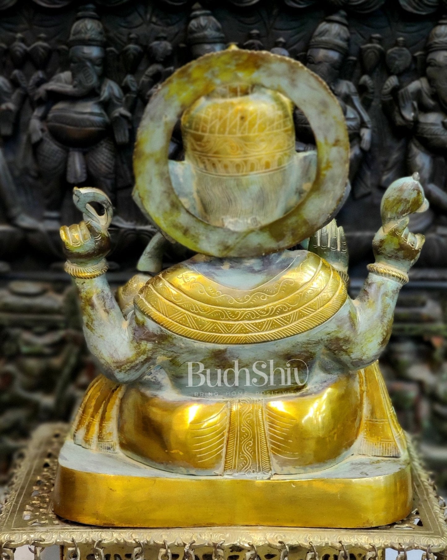 Superfine Handcrafted Brass Gajanand Statue - 22" Height, Beautiful Carvings.