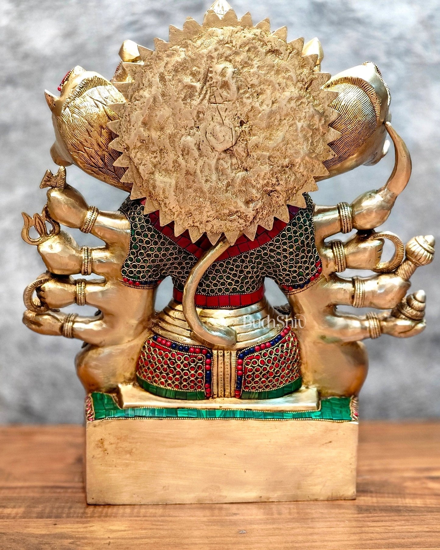 Superfine Handcrafted Brass Panchmukhi Hanuman Idol 17 inch with stonework