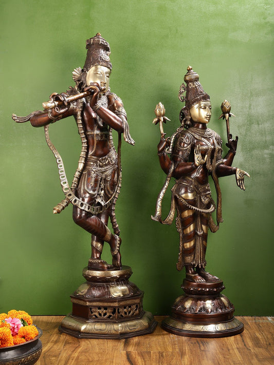 Superfine Large Radha Krishna statue - Premium Quality Brass 45 inch