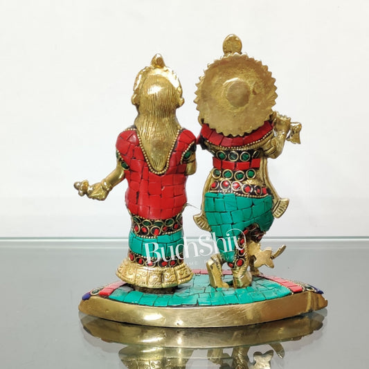 Symbolic Radha Krishna Idol - Essence of Love and Divine Union 7 inch