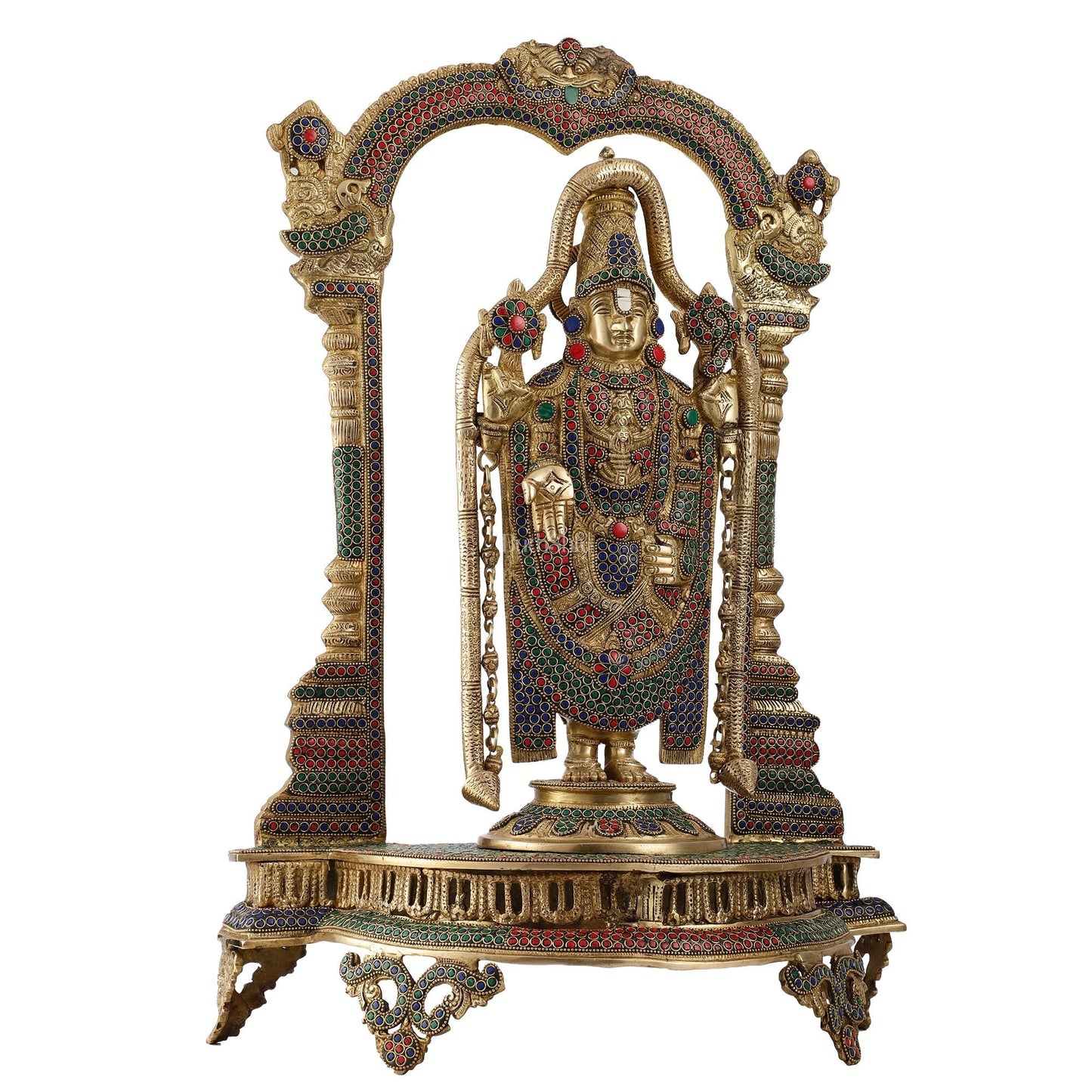 Tirupati Balaji Brass Idol 25 inches with stonework