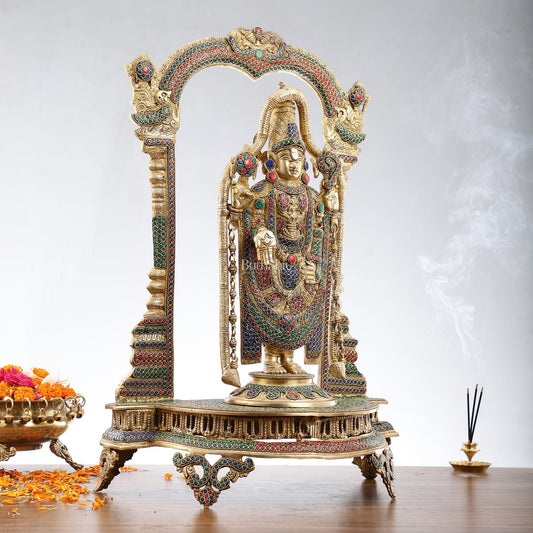 Tirupati Balaji Brass Idol 25 inches with stonework