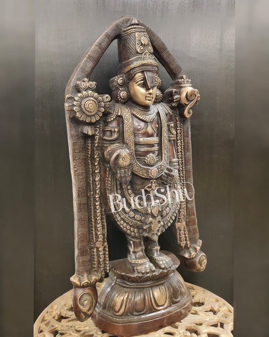 Tirupati Balaji Brass statue 22 inch | Handcrafted in India Brown finish