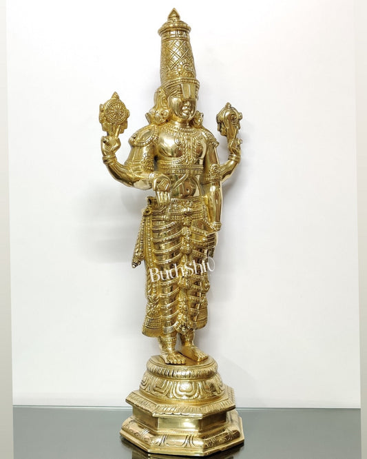 Tirupati Balaji Venkateshwar Polished Brass Statue/Idol 33 inches