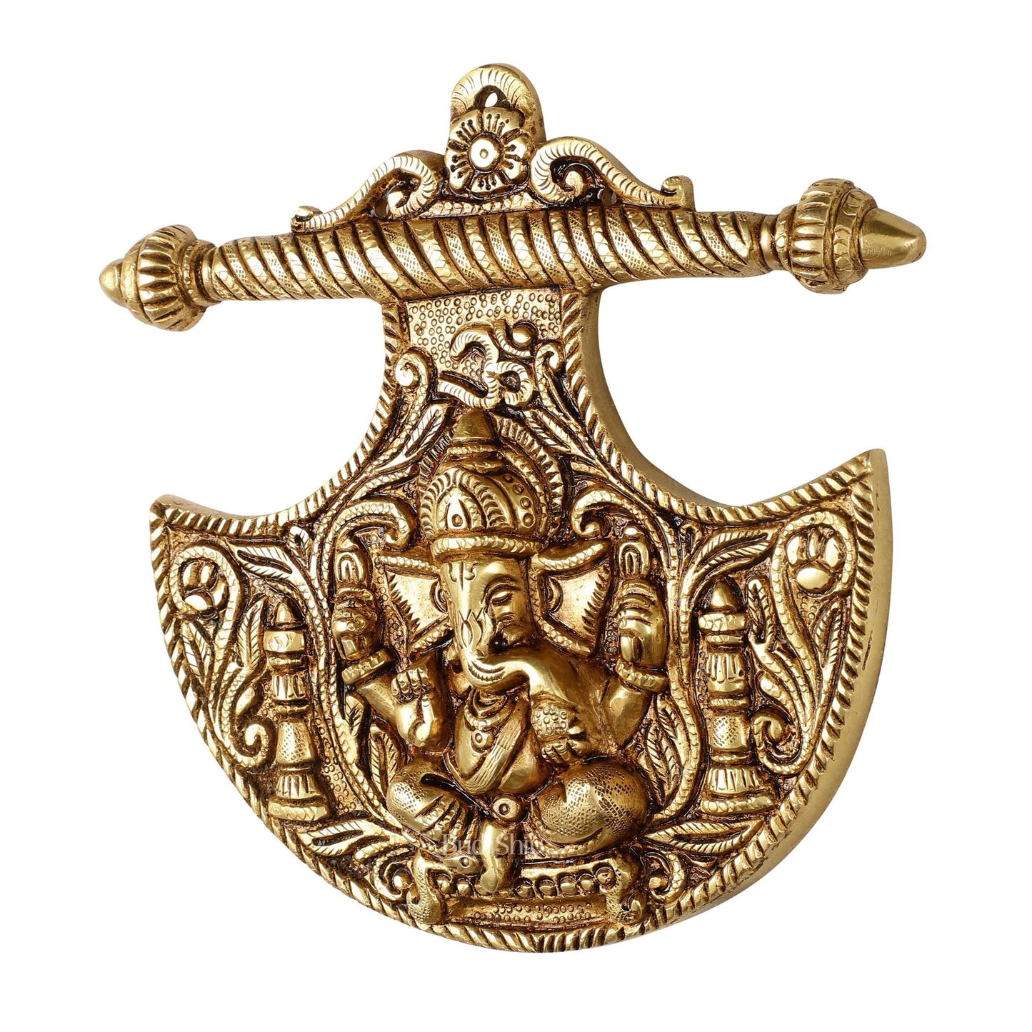 Traditional Brass Lord Ganesha Wall Hanging - 8x8.5 inch