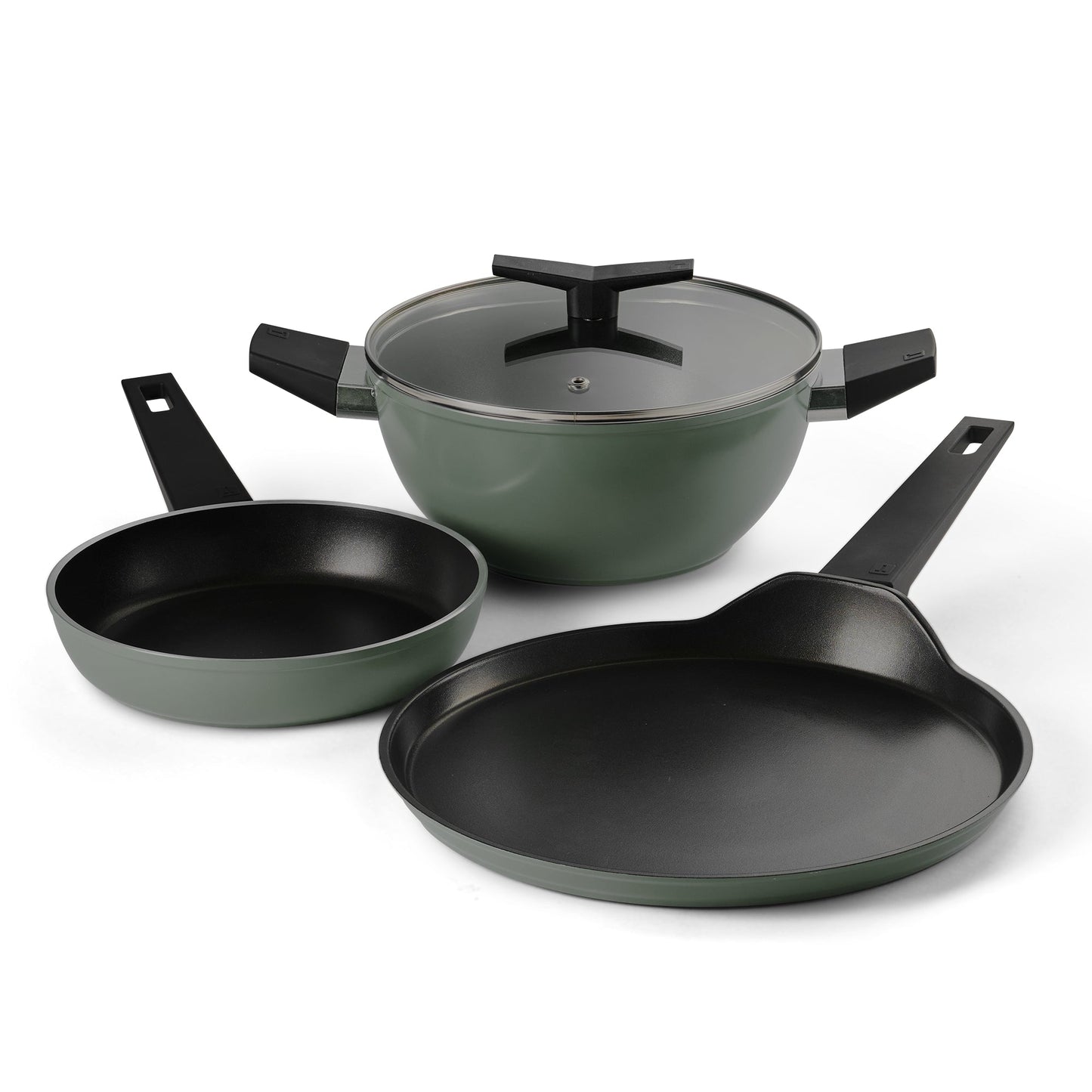 Aura 4 Piece Non-Stick Cookware Set Ceramic Reinforced Coating – (Sea Green)