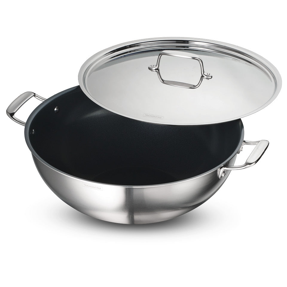 Fusao EX+ 40cm Ceramic Stainless Steel Tri-Ply Extra Deep Kadai with SS Lid - 14.3L