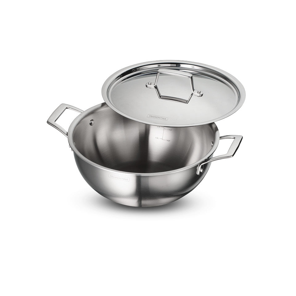 Aeion 26cm Stainless Steel Tri-Ply Extra Deep Kadai with SS Lid - 4.7L