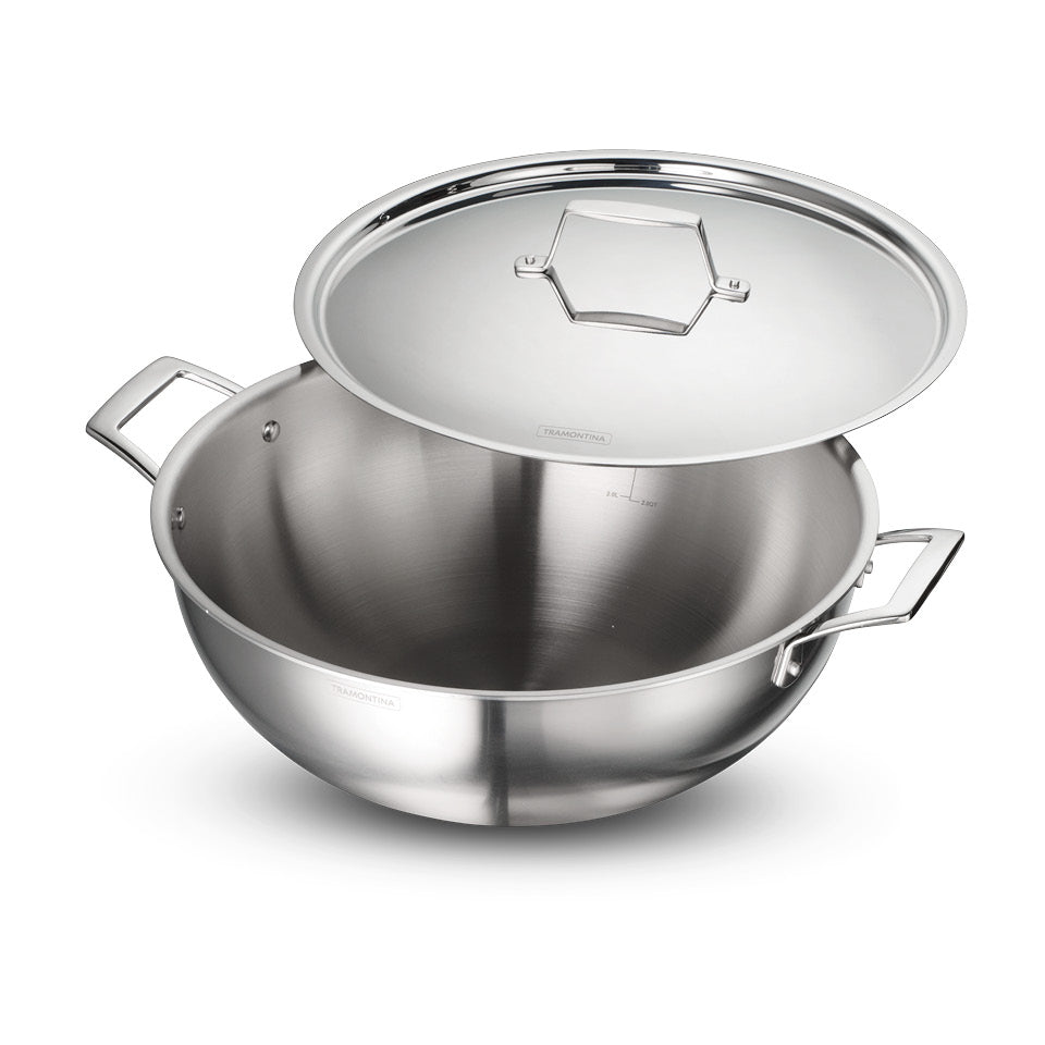 Aeion 36cm Stainless Steel Tri-Ply Extra Deep Kadai with SS Lid - 10.9L
