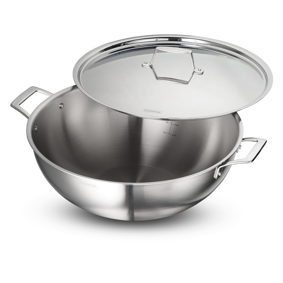 Aeion 40cm Stainless Steel Tri-Ply Extra Deep Kadai with SS Lid - 14.3L