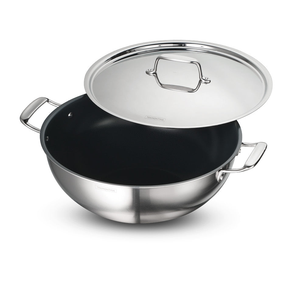 Fusao EX+ 36cm Ceramic Stainless Steel Tri-Ply Extra Deep Kadai with SS Lid - 10.9L