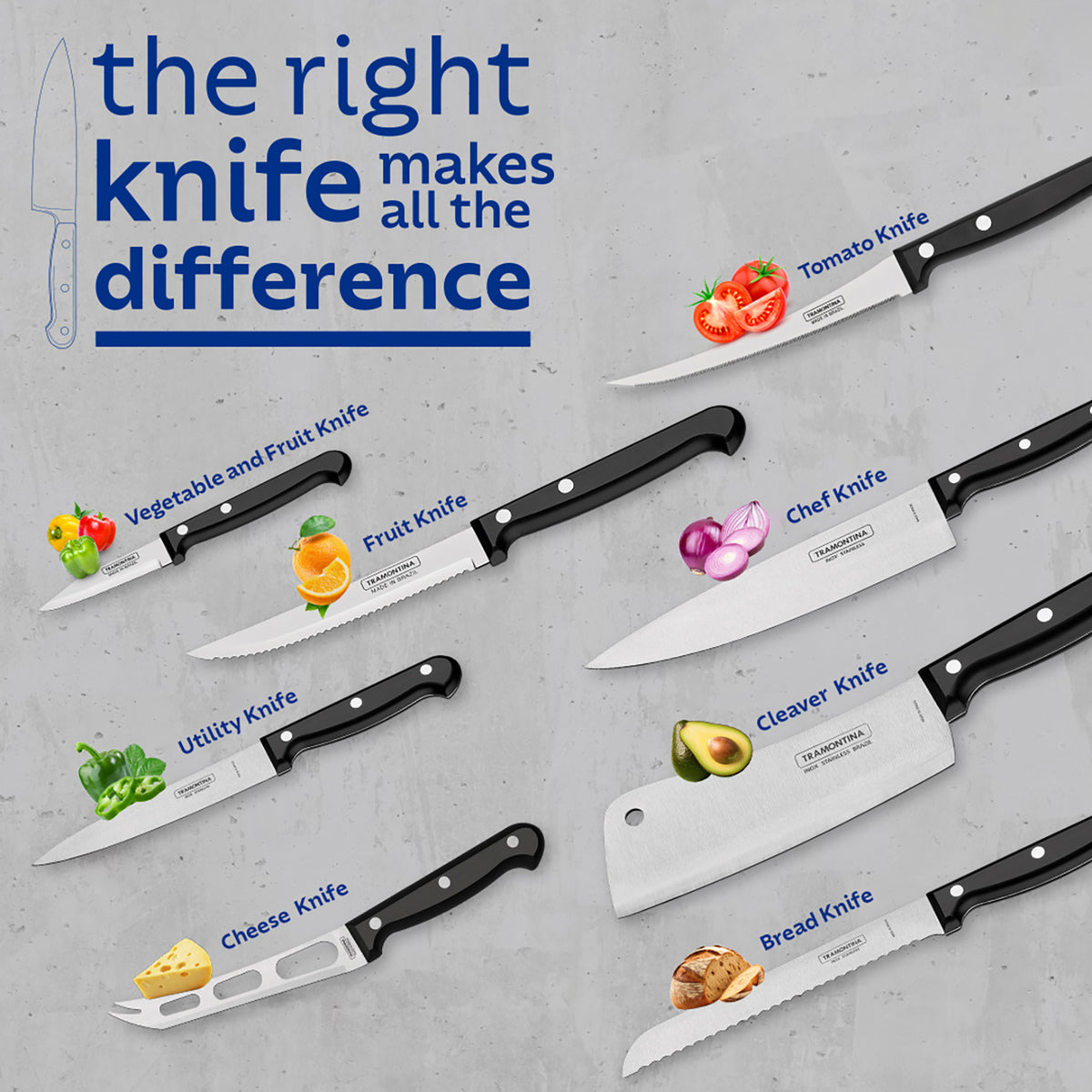 Ultracorte Set of 3 Antimicrobial Stainless Steel Knife - Vegetable + Steak + Kitchen (Black)