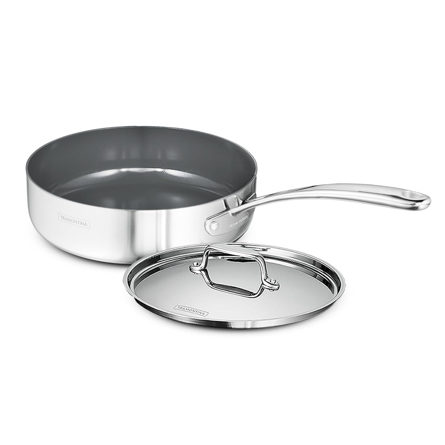 Fusao EX+ 24cm Triply Ceramic Deep Sauté Pan with SS Lid
