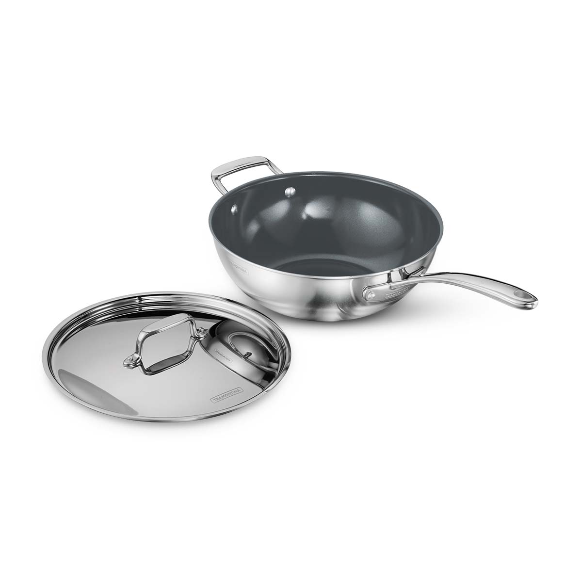 Fusao EX+ 26cm Triply Ceramic Wok with SS Lid