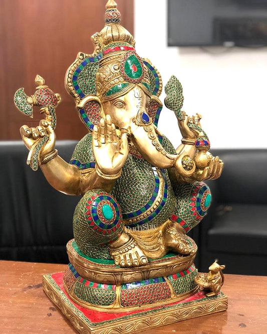 Unique and Magnificent Handcrafted Brass Ganapati Statue - 24" Height