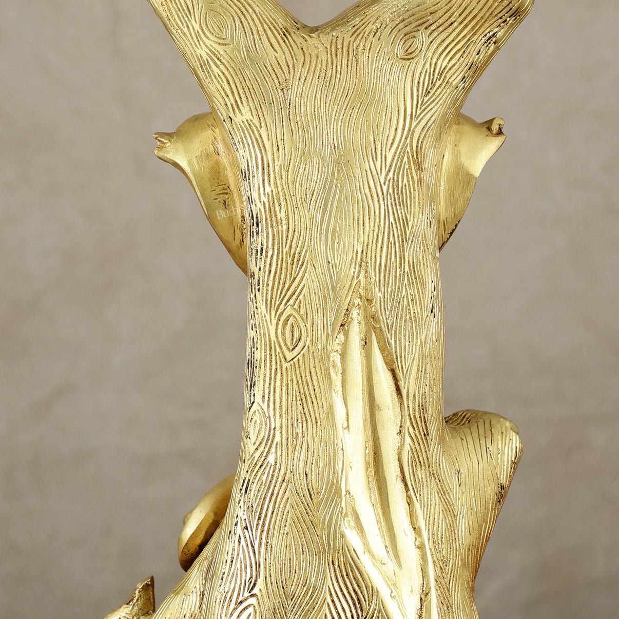 Unique Brass Ganesha Statue Carved in Tree – 12" Height