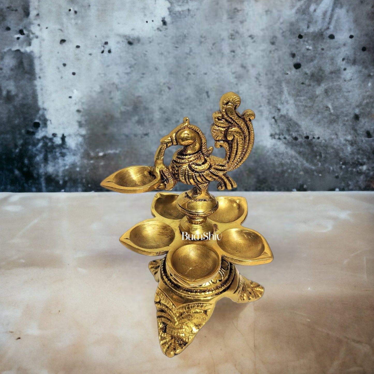 Unique Pure Fine Brass Annam Oil Deepam Lamp with 6 Diyas (SMALL)