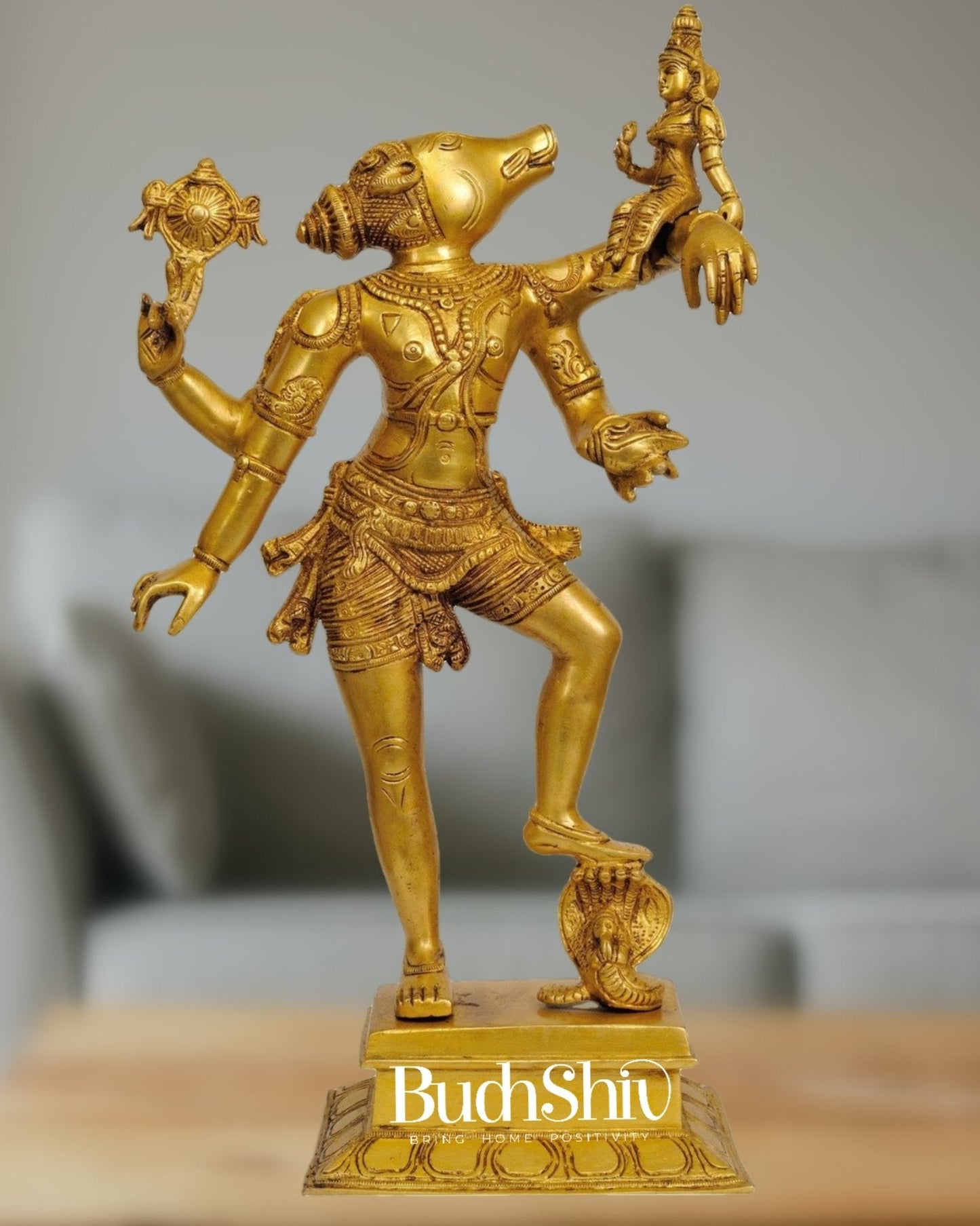 Varaha with Bhooma Devi Varaha Lakshmi Brass Statue 17 inch Gold