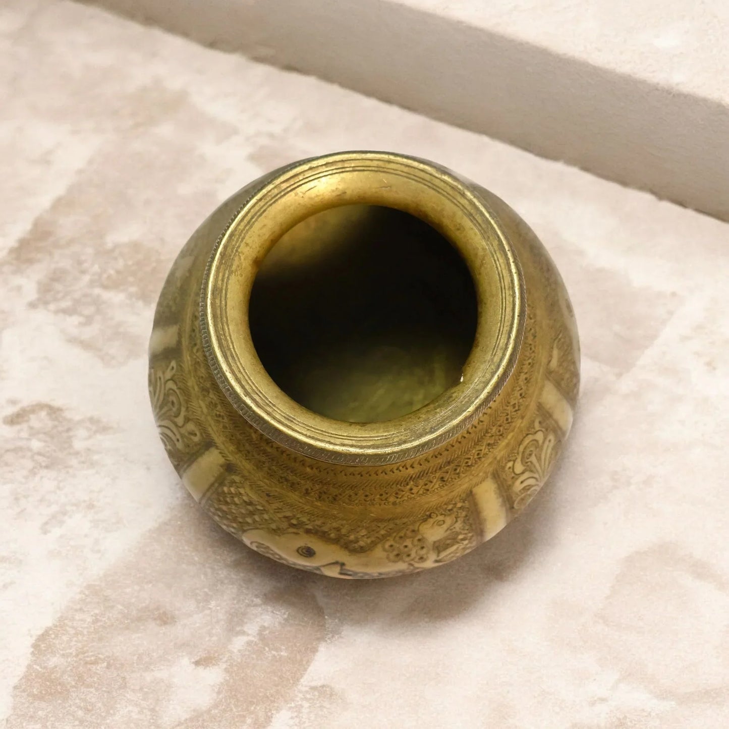 vintage Brass Old Tiger Carving design Lota