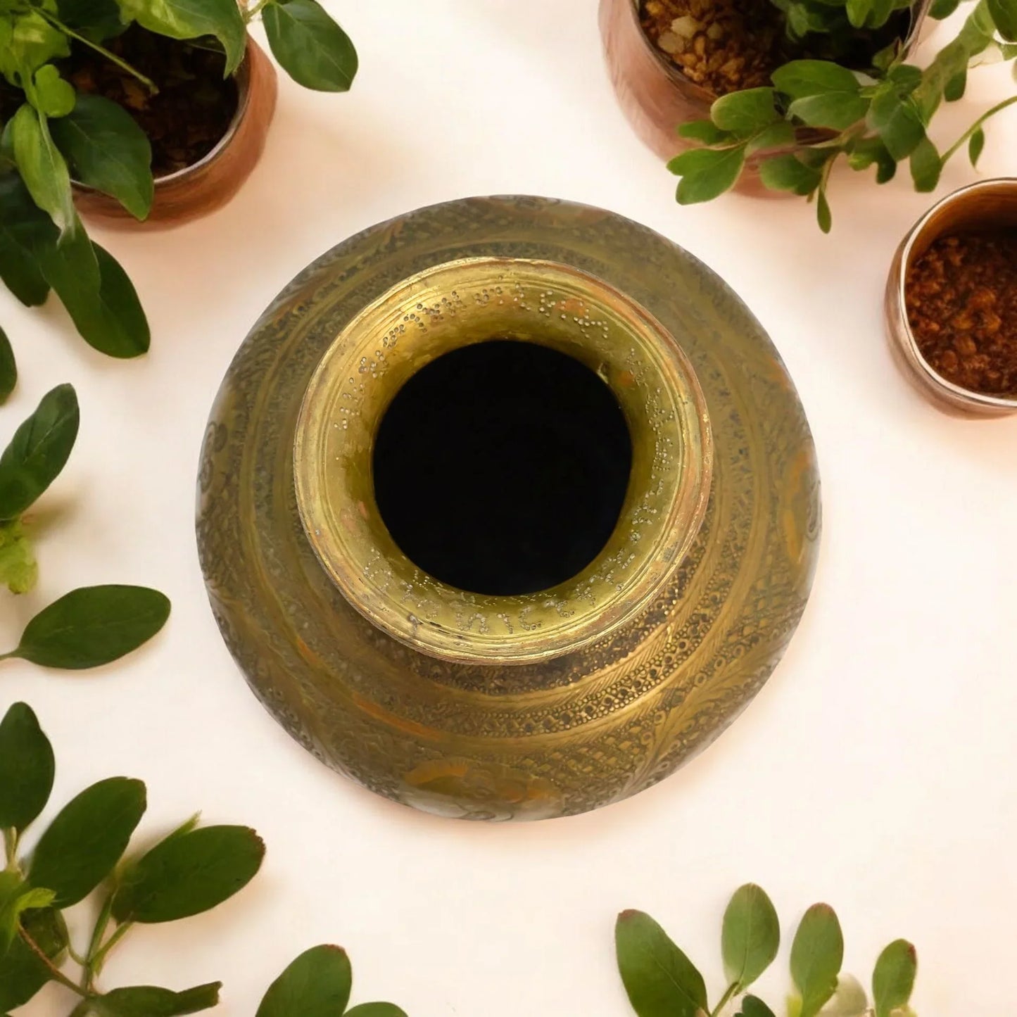 Antique brass old carving lota