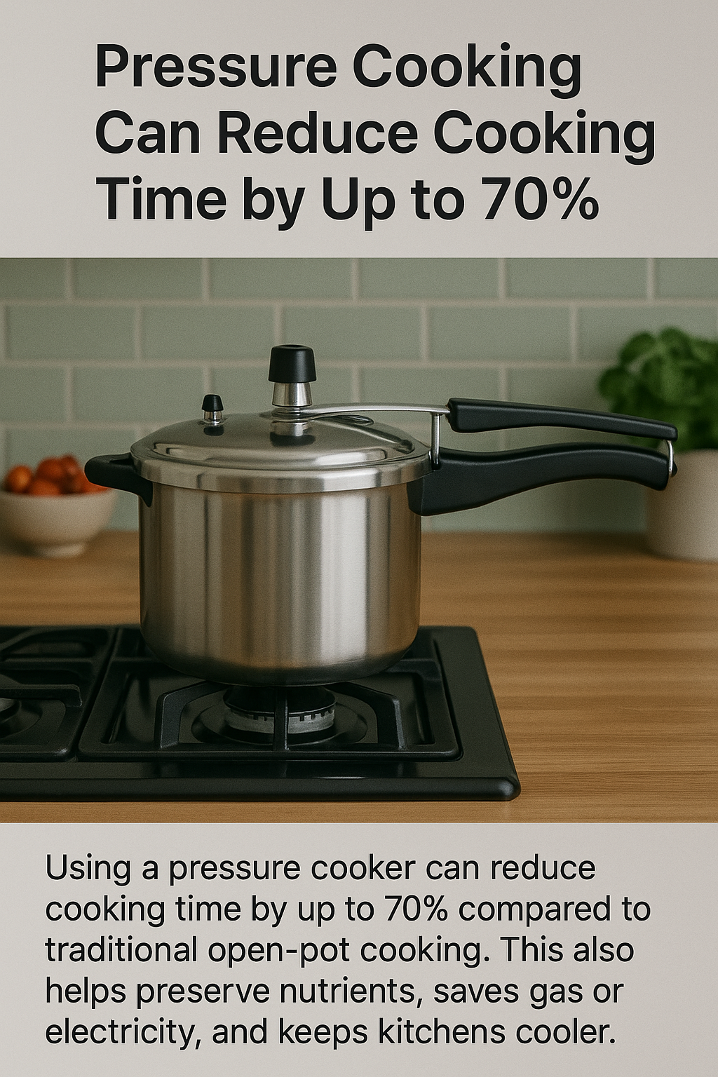Save Time & Energy: Pressure Cooking Reduces Cooking Time by 70%