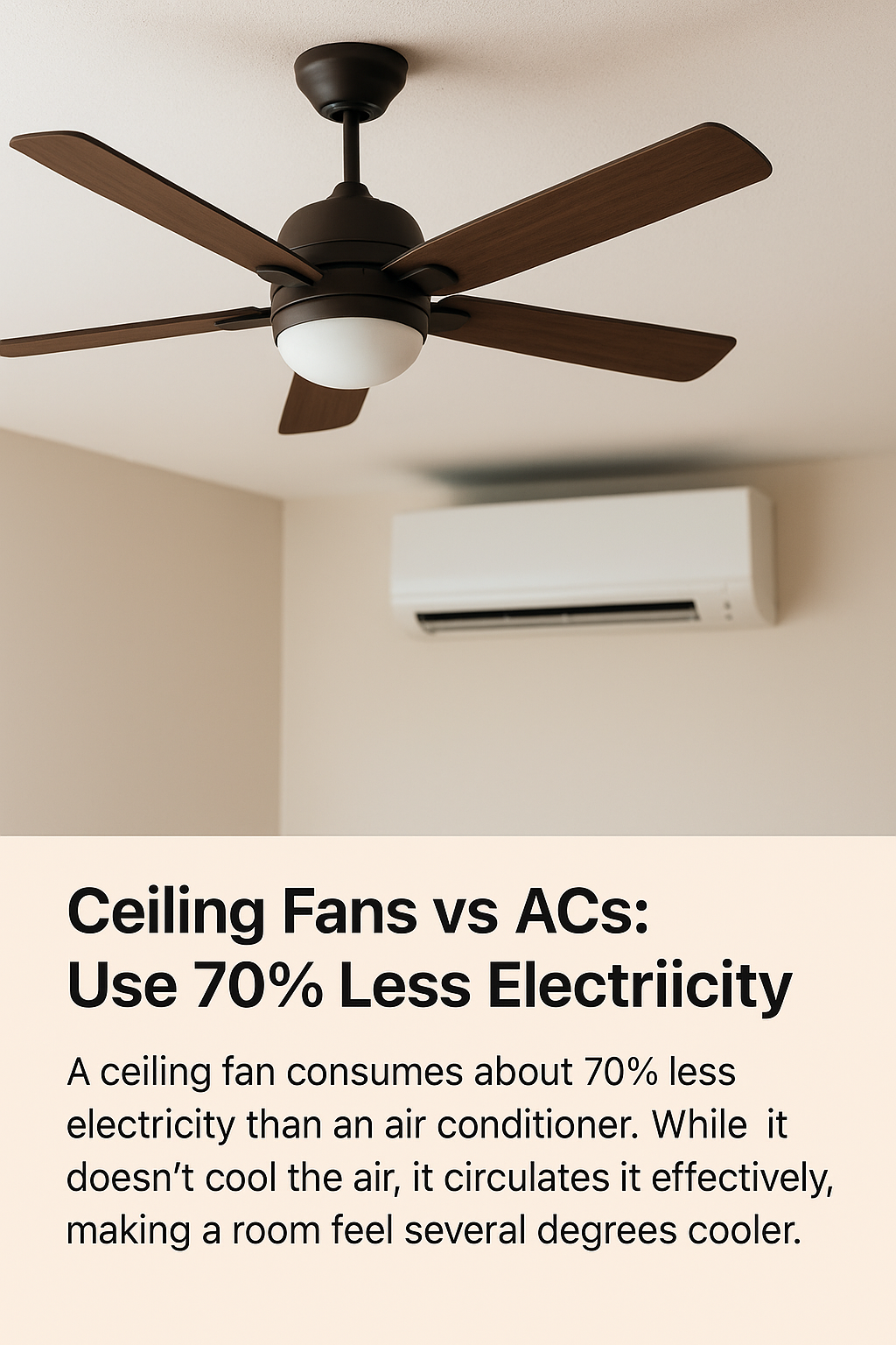 Ceiling Fans vs Air Conditioners: Save 70% Electricity