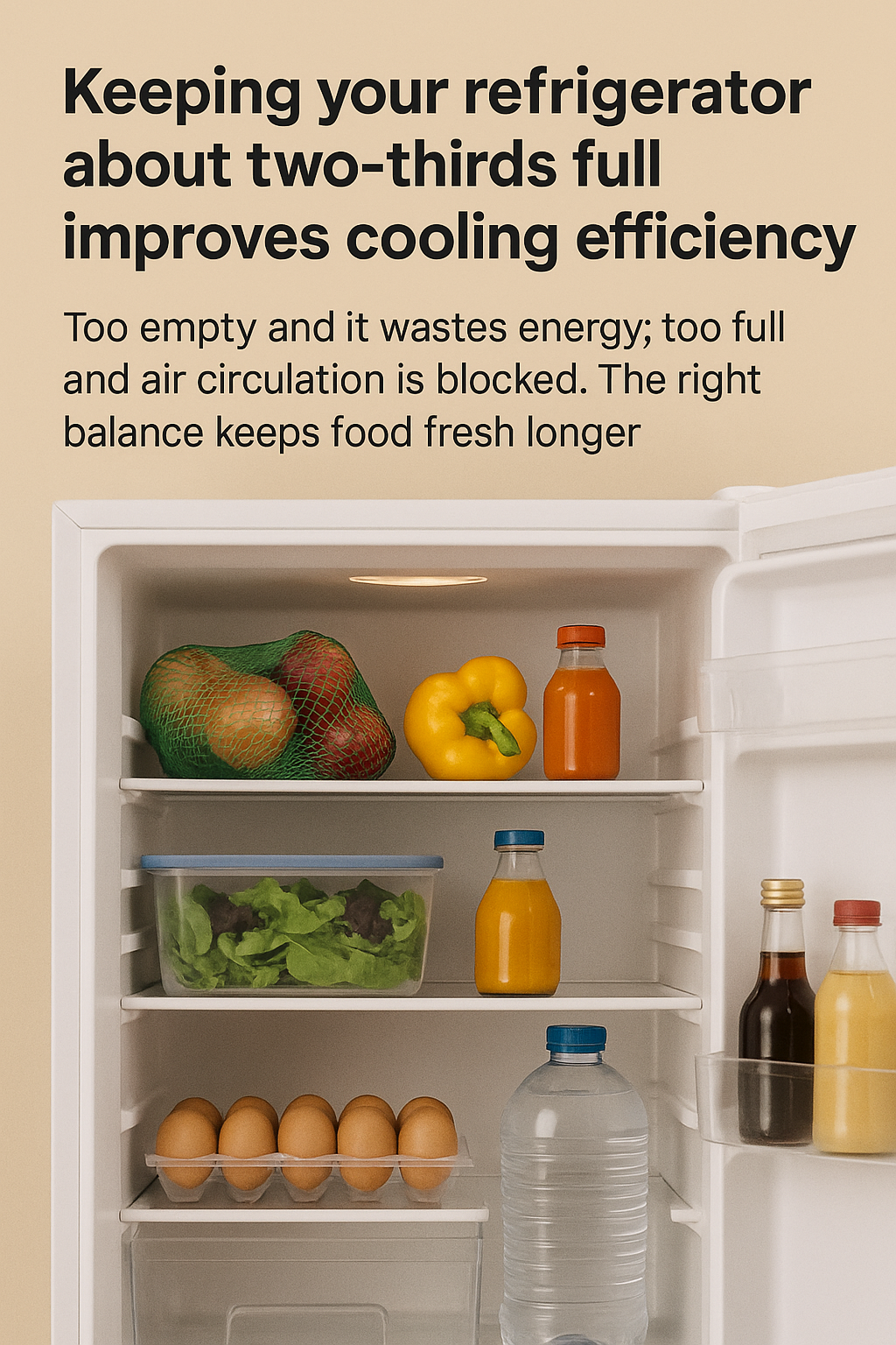 Refrigerator Efficiency Tip: Keep It Two-Thirds Full for Best Cooling