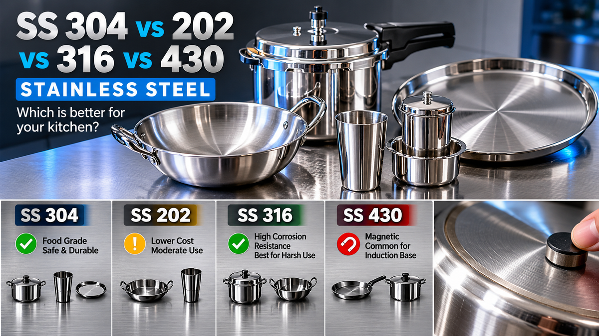 SS 304 vs 202 vs 316 vs 430: Which Stainless Steel Is Best for Cookware?