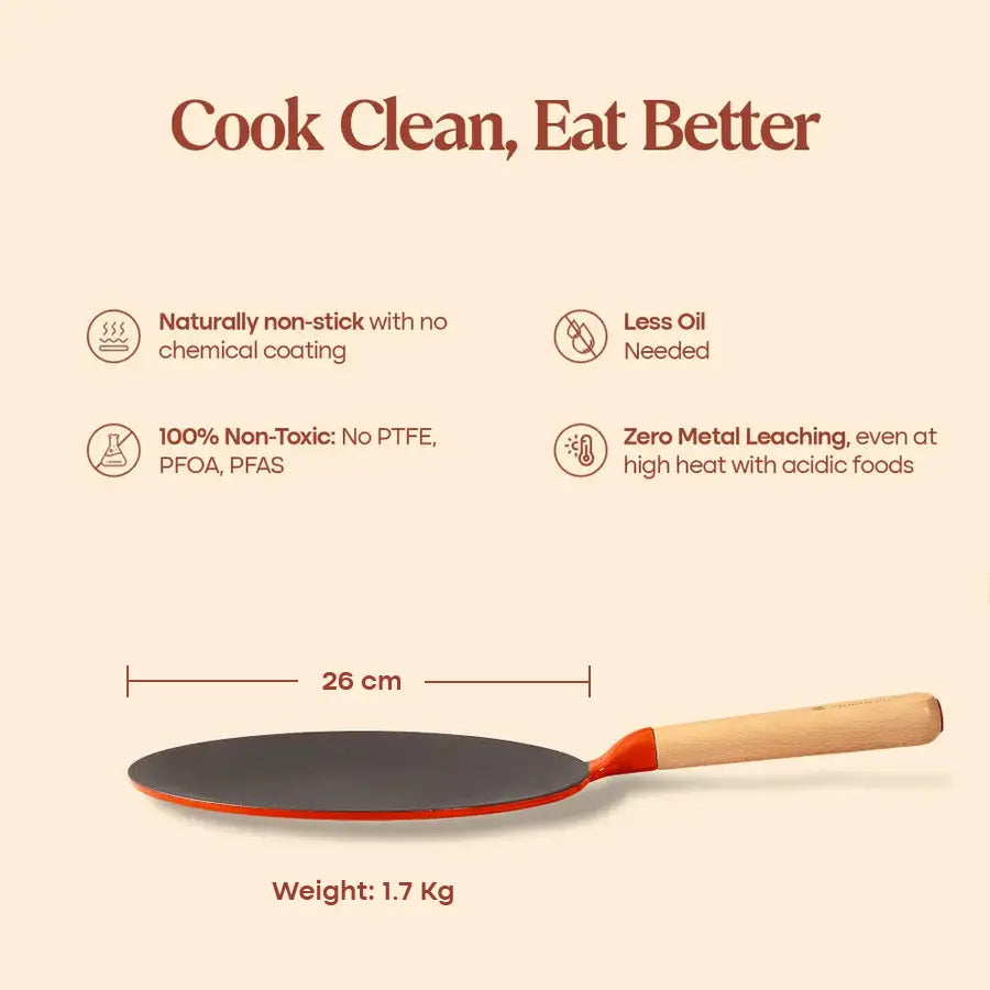 No. 10 Enamel Cast Iron Roti Tawa (26cm)