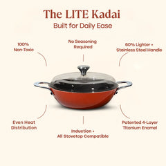No. 11 Enamel Cast Iron Kadai LITE (3.9L)