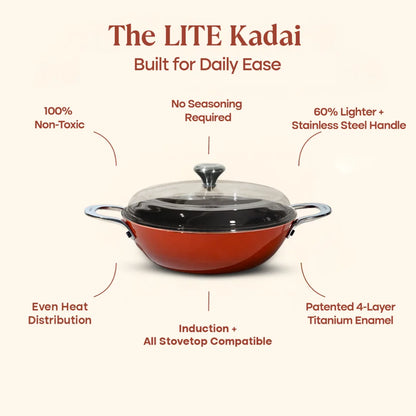 No. 11 Enamel Cast Iron Kadai LITE (3.9L)