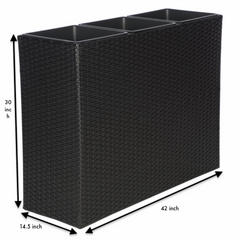 Grae Outdoor Wicker Planters For Garden , Balcony (Black)