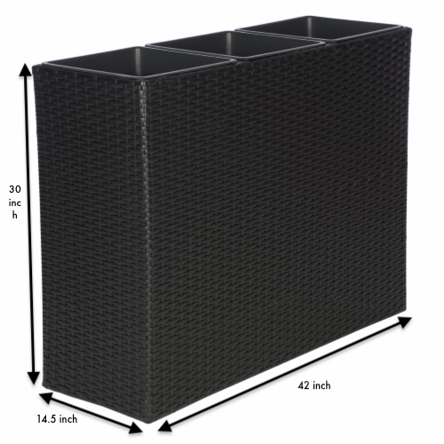 Grae Outdoor Wicker Planters For Garden , Balcony (Black)