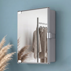 Plantex Bathroom Cabinet with Mirror/ABS Bathroom Storage Cabinet/Mirror Cabinet for Wall/Mirror with Storage for Bathroom - 18x14 Inch (CAB-117, Grey)-1