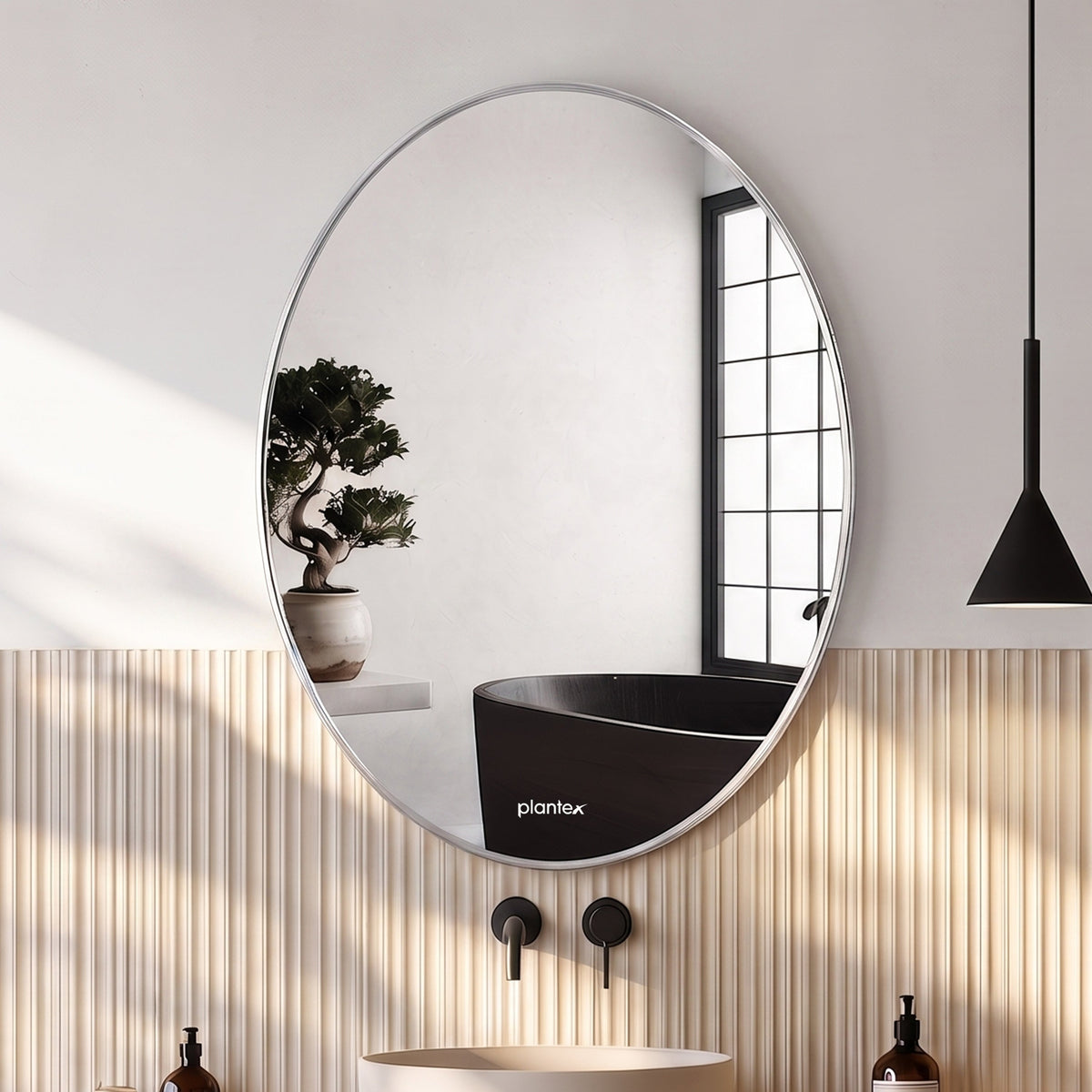 Plantex Unframed Unframed Oval Mirror for Wall/Mirror with Beveled Smooth Edges/Mirror for Bathroom/Dressing Room/Living Room/Bedroom/Entryway - (15 X 18 Inch), Clear-1