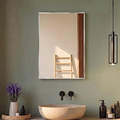Plantex Frameless Rectangle Mirror for Wall/Mirror with Beveled Smooth Edges for Bathroom/Dressing Room/Living Room/Bedroom/Entryway - (18x12 Inch)-1
