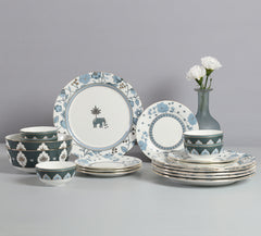 India Circus Gardenia Dreams Dinner Set (Pack Of 20), For Family of 6