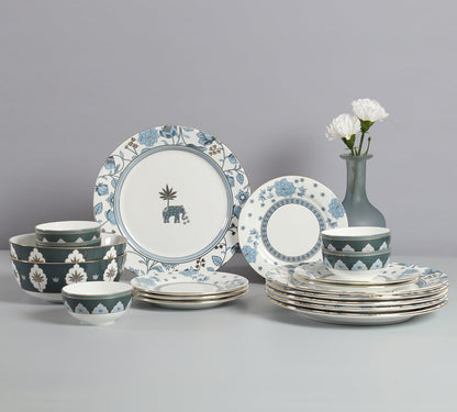 India Circus Gardenia Dreams Dinner Set (Pack Of 20), For Family of 6