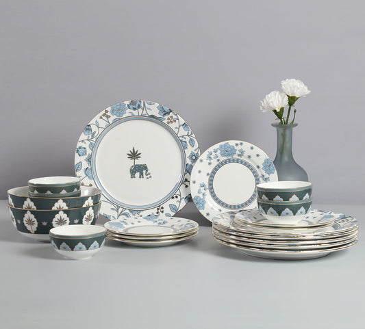 India Circus Gardenia Dreams Dinner Set (Pack Of 20), For Family of 6