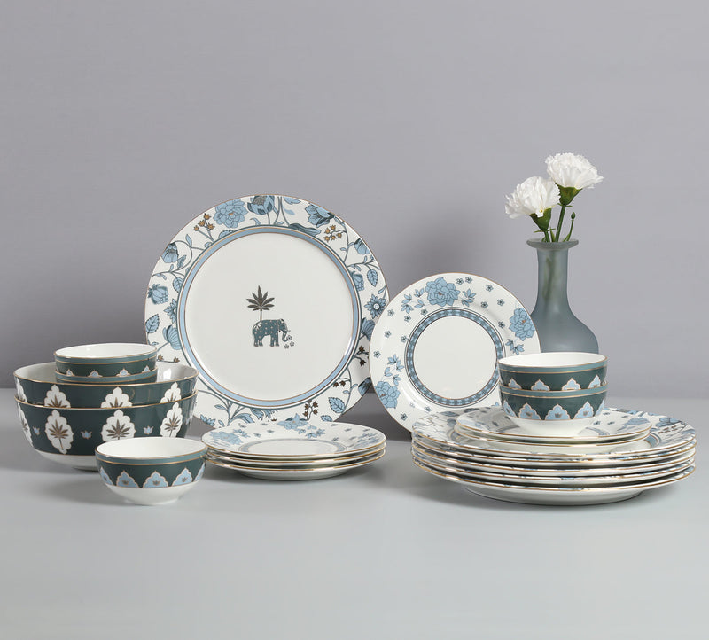 India Circus Gardenia Dreams Dinner Set (Pack Of 20), For Family of 6