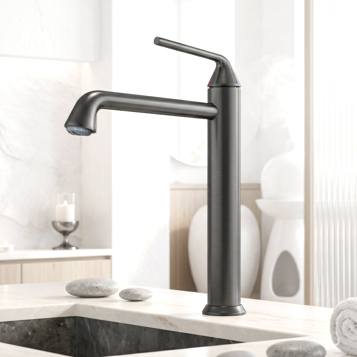 Plantex Brass Wash Basin Mixer Tap/Hot & Cold Basin Mixer Faucet/Deck Mount Pillar Spout for Bathroom Sink - Pack of 1 (APS-4600, Gun Metal)