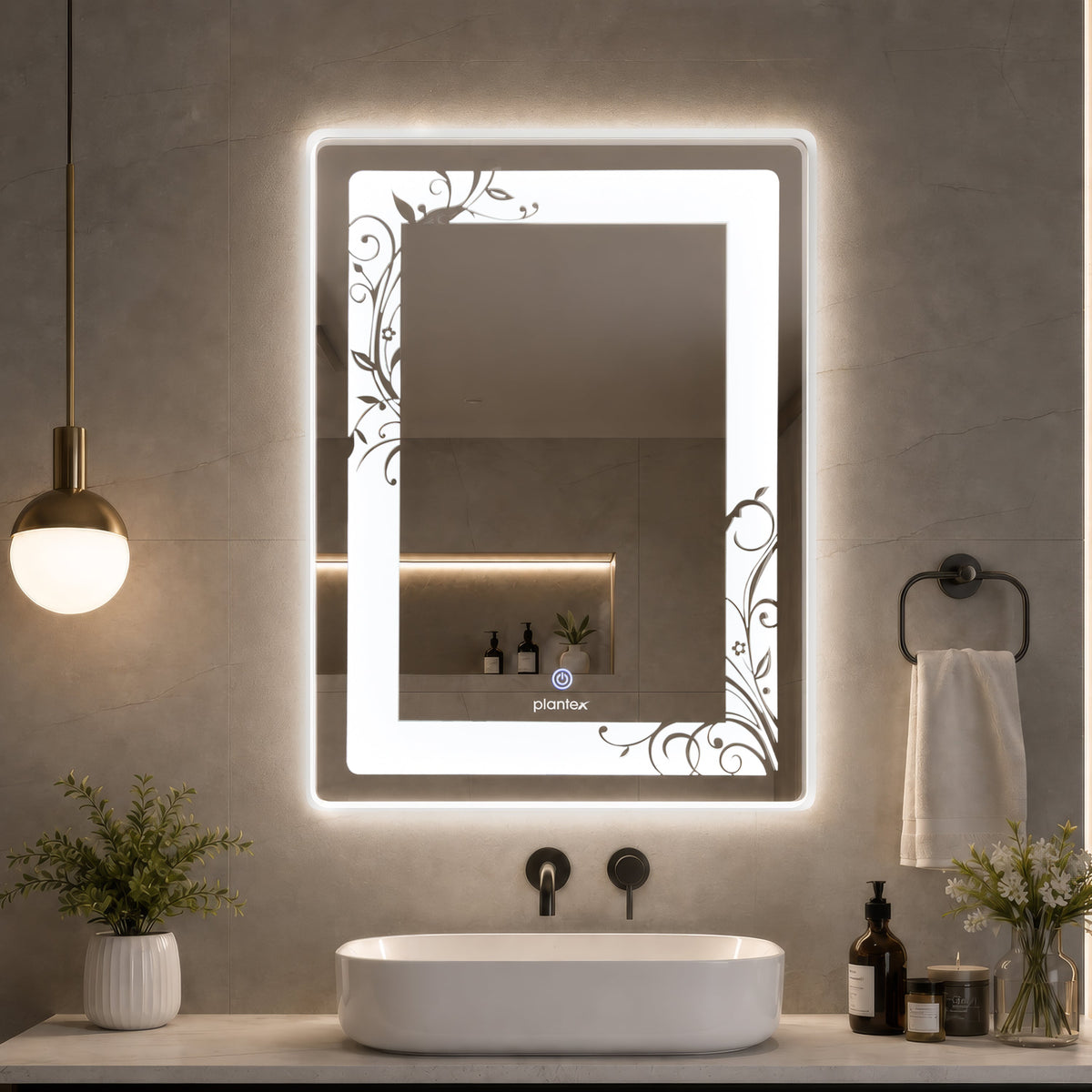 Plantex Mirror with Light with 3 Tone/Designer Mirror for Living Room/Bedroom/Dressing Room - Rectangle Shape (18 X 24 Inch)