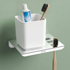 Plantex Stainless Steel with ABS Material Tumbler Holder/Tooth Brush Holder/Organizer/Bathroom Accessories - Wall Mount-1