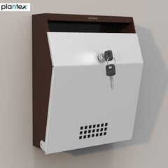 Plantex Letter Box/GI Steel Suggestion Box for Office with Key Lock/Post Box for Gate Home/Complaint Box/Wall Mounted Mail Box - (Coffee & White)-1